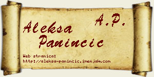 Aleksa Paninčić vizit kartica